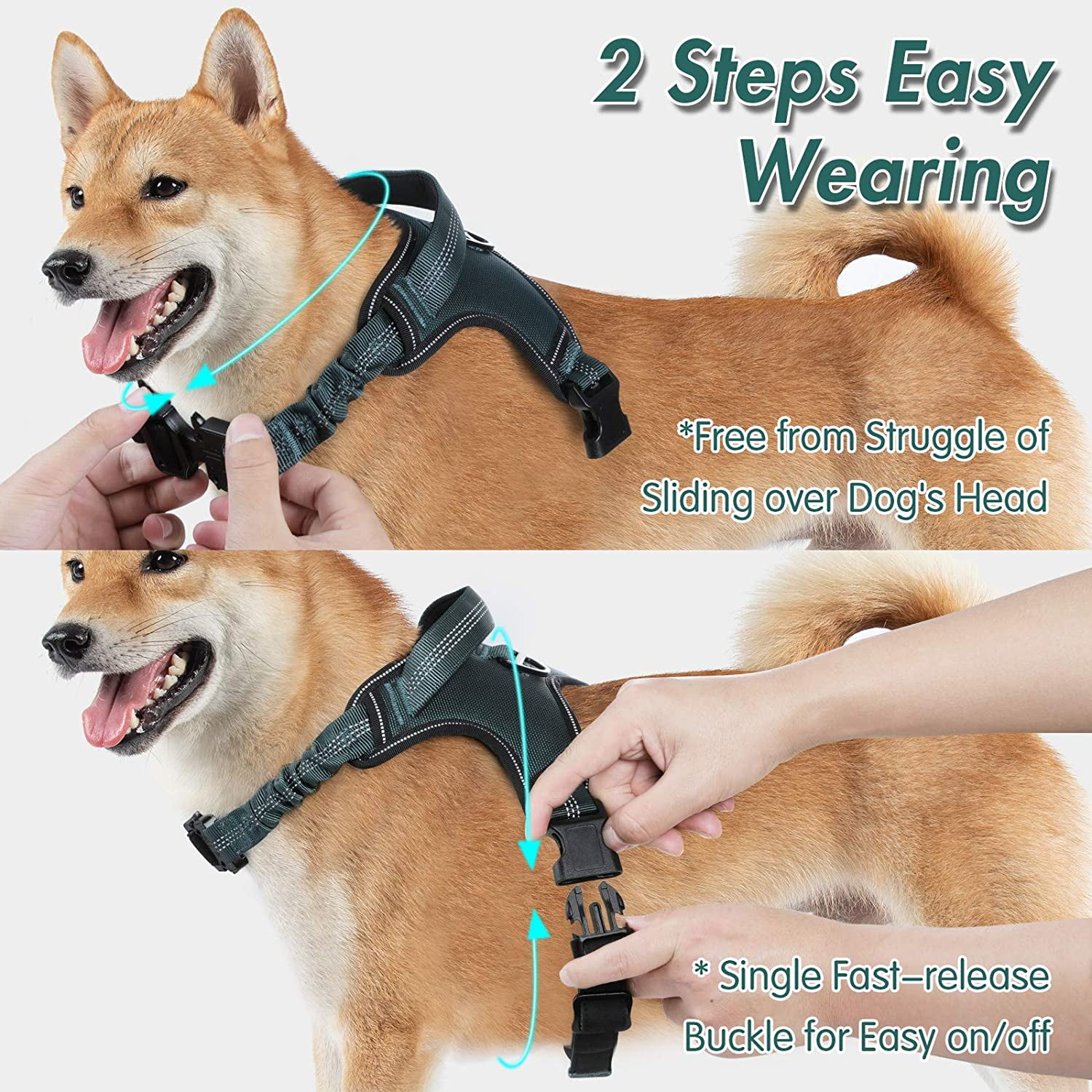 SAYDY Dog Harness Adjustable Dog Walking Harness with Handle and Shock Absorbing Bungee Straps Reflective Dog Vest Harness No Choke Halter Harness with Padded Strap for Large Dogs Walmart