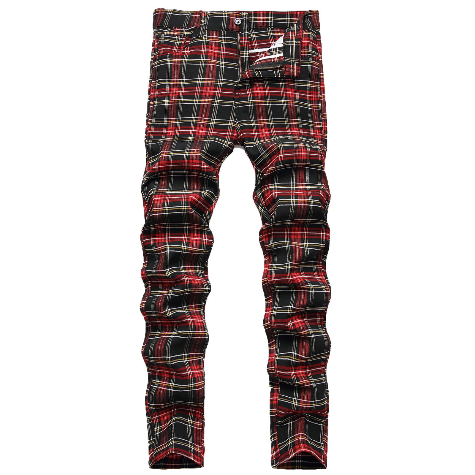 Plaid print sales pants mens