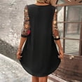 thumbnail image 3 of Women's Casual Tennis Dress for Women Solid Lace Splice Sleeve Hollow Round Neck Loose Dress Everyday Easygoing Attire Black M, 3 of 6