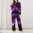 thumbnail image 2 of Pajama Sets for Women 2 Pcs, Artistic Purple Starry Sky Tree Button Down Long Sleeve Sleepwear Lounge PJ Sets, 2 of 6