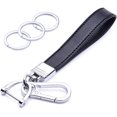 thumbnail image 1 of Leather Car Keychain, Universal Heavy Duty Key Fob Keychain Leather Key Chain Holder with 3 Keyrings, 1 of 5