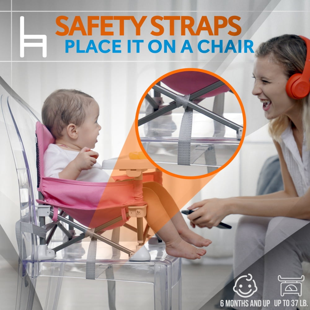 SereneLife SLBS66P - Baby & Toddler Booster Seat Feeding Chair, Easy Setup Portable & Folding Style