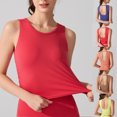 thumbnail image 5 of Tumotour Yoga Tops For Womens Casual Ruched Tank Round Neck Workout Fitted Tops Basic Yoga Athletic Solid Color Sports Tops Sleeveless Shirts, 5 of 5