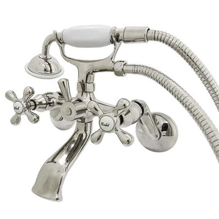 Kingston Ks266pn Wall Mount Clawfoot Tub Faucet With Hand Shower