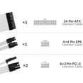 thumbnail image 4 of Computer PC Flexible 18AWG Power Supply PSU Sleeved Extension Cable Combo Kit ATX 24PIN CPU GPU PCIE 8Pin 6PIN Module Cord, 4 of 6