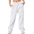 thumbnail image 2 of Cargo Sweatpants for Women 2026 Fall Winter Elastic High Waist Wide Straight Leg Casual Loose Sweat Pants with Pockets, 2 of 8