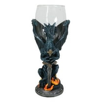 Fantasy Netherworld Fire Dragon Excalibur Blade Sword Glass Wine Goblet Chalice