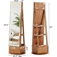 thumbnail image 3 of Joaxswe Fluted 360° Swivel Jewelry Cabinet with Full Length Mirror Modern Adult Accessory Armoire with Rear Storage Shelves, Tea Brown, 3 of 9