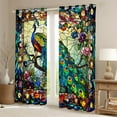 thumbnail image 2 of jejeloiu Retro Boho Floral Blackout Curtains (2-Pack 38x45) Peacock Rainbow Glass Flower Decor For Girls Kids, 2 of 6