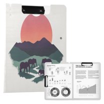 FORMRS A4 Clipboard Folder with Pen Holder Horizontal Foldable School Office Binder, Abstract Elephant