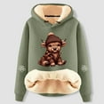 thumbnail image 2 of Telankuip Sherpa Lined Hoodies for Women Winter Warm Cozy Highland Cow Graphic Print Pullover Sweatshirts Long Sleeve Casual Stylish Xmas Holiday Hooded Tops Light Green XXXL, 2 of 3