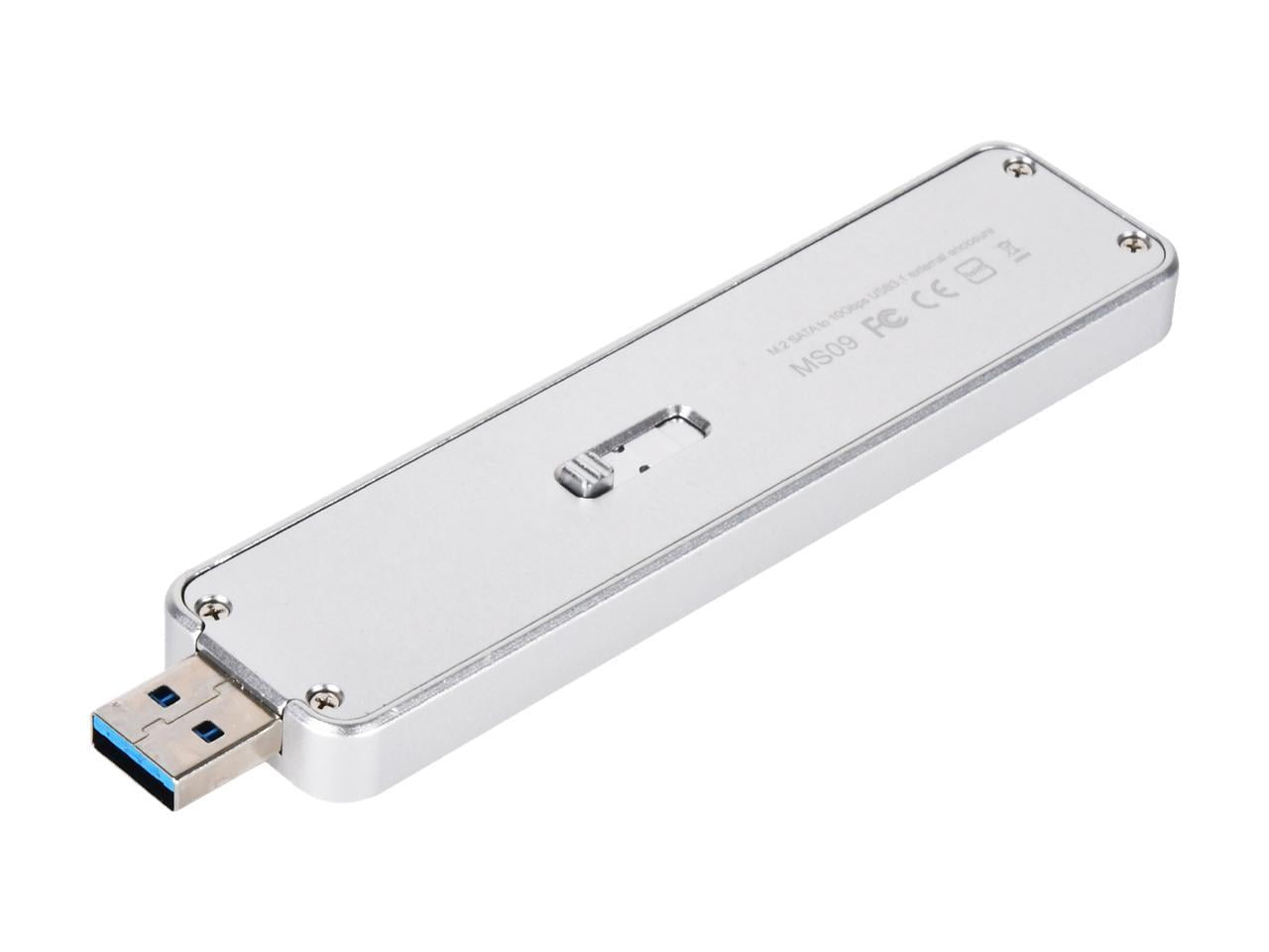 SilverStone Mobile Series SST-MS09S Silver M.2 SATA External SSD Enclosure with USB 3.1 Gen 2