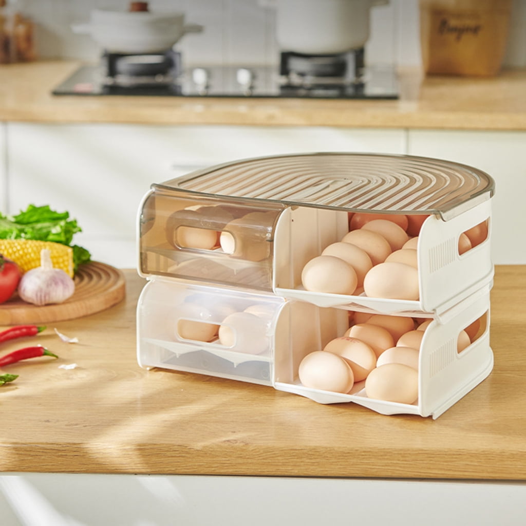 Stackable Rolling Eggs Container Double Layer U Type Space Efficient Kitchen Organizers Sturdy PP Materials
