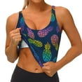 thumbnail image 3 of Uemuo Abstract Bright Pineapple Fruit Retro Pattern Women's Sports Bra - High Impact Support, Breathable, and Comfortable Athletic Bra for Running, Yoga, and Workouts, 3 of 9