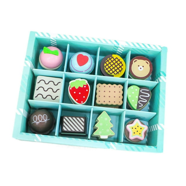 Postre para fiesta de té, juguete realista, postre, juguete artesanal de madera, juego de cocina con bandeja de almacenamiento, habitación infantil