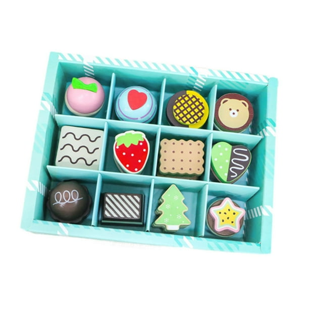 Juego de cocina de madera para postres y galletas para fiesta de té, juguete Montessori para niños, juego de rol para suministros de fiesta, escuela