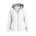 thumbnail image 5 of Jsaierl Women's Zip Up Hoodies Sweatshirts with Contrast Hood Adjustable Drawstring Kangaroo Pocket Oversized Casual Jackets S-2XL, 5 of 8