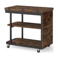 thumbnail image 2 of Giantex Sofa Side Table, Mobile End Table, Rolling Bedside Table w/Metal Frame, Brown, 2 of 2