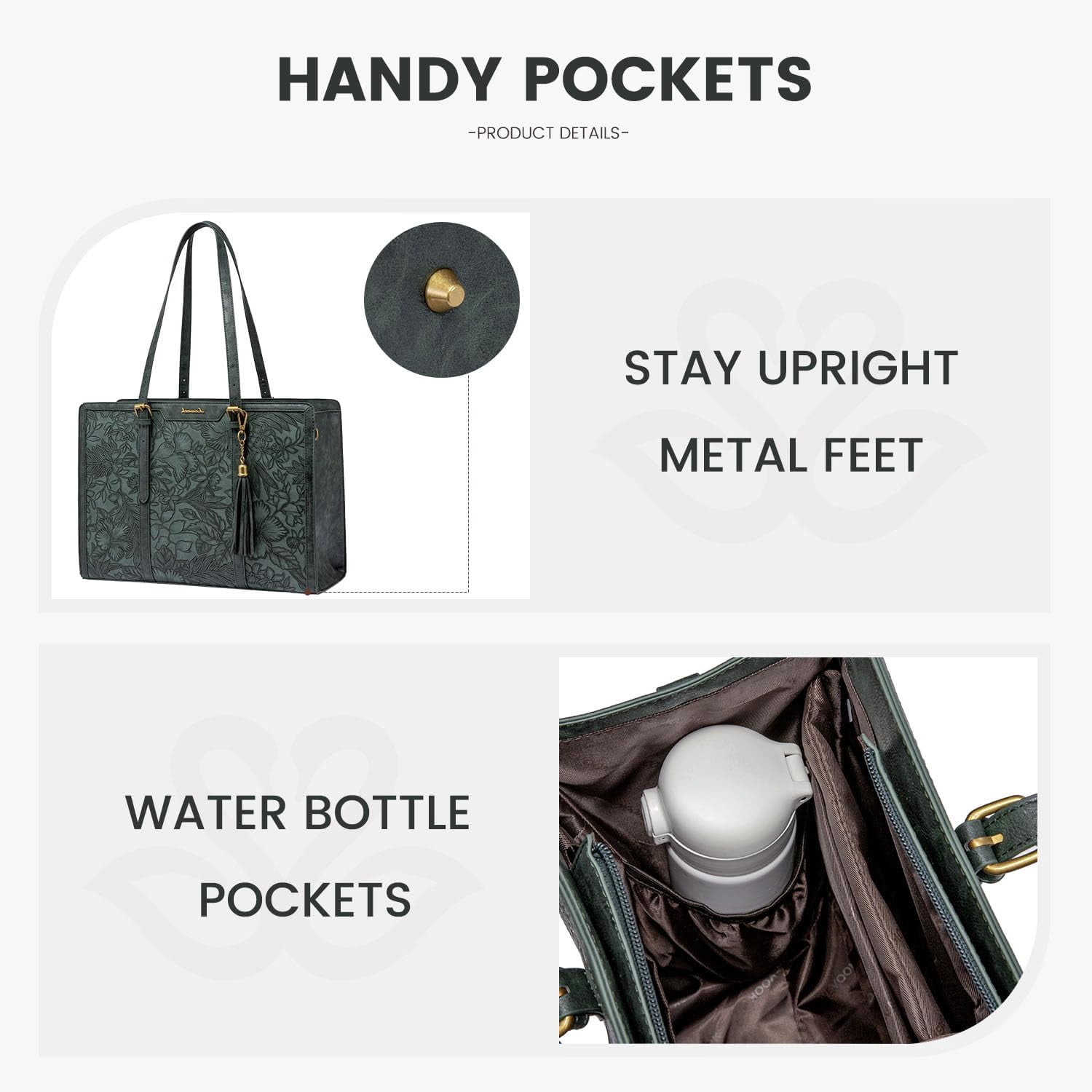 LOVEVOOK Laptop Bag for Women Vintage Leather Laptop Tote 15.6 inch Large Capacity Computer bag with Clutch Purse for Work