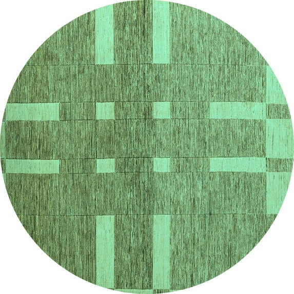 Ahgly Company Indoor Round Abstract Turquoise Blue Modern Area Rugs, 7' Round