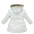 thumbnail image 2 of TiaoBug Girls Winter Warm Outerwear Down-Alternative Puffer Hooded Jacket Coat with Faux Fur Trim White 7-8, 2 of 7