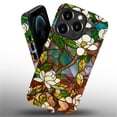 thumbnail image 3 of FKBRCL4U Compatible with iPhone 12 Pro Max Glossy Case, Stained Glass Window White Magnolia Blossoms Pattern for Girl Full Body Design Soft Silicone Drop Shock Scratch Protection, 3 of 7
