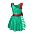 thumbnail image 3 of TiaoBug Kids Girls Xmas Festive Dress Jumpsuit Leotard Christmas Elf Dress Up 4-14 Green 8, 3 of 6