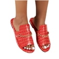 thumbnail image 4 of VEKDONE Athletic Sandals for Women Women's Fashion Casual Spring And Summer New Beach Metal Chain Round Toe Open Toe Flat Slippers, 4 of 8