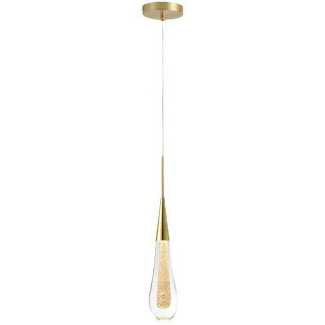 Gold Finish Pendant Light, Adjustable Height Crystal Pendant with Easy Installation for Modern Kitchen Island and Dining Room Lighting