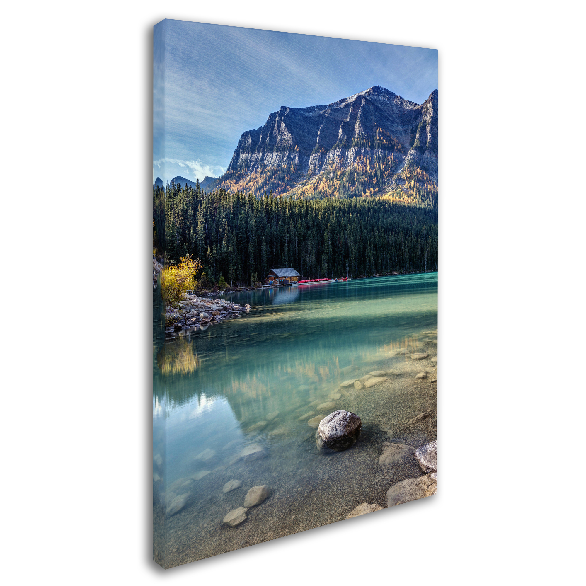 Trademark Fine Art 'Cabin at Lake Louise' Canvas Art by Pierre Leclerc