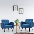thumbnail image 2 of Giantex Set of 2 Modern Comfortable Fabric Armchair, Mid-Century Accent Sofa for Bedroom Living Room Club, Home, Contemporary Upholstered Linen Sofa Chair, Navy, 2 of 8