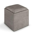 thumbnail image 2 of Simpli Home Rockwood 17 inch Wide Contemporary Square Cube Storage Ottoman with Tray in Distressed Grey Taupe Vegan Faux Leather, Assembled, 2 of 12