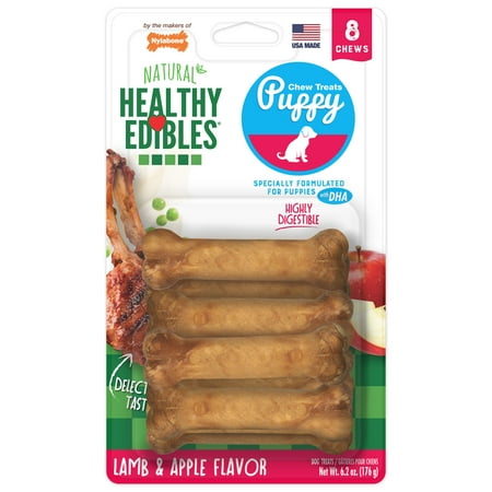 UPC: 0018214829249 | Nylabone Healthy Edibles Puppy Natural Long Lasting Dog Chew Treats Lamb & Apple X-Small/Petite (8 Count)