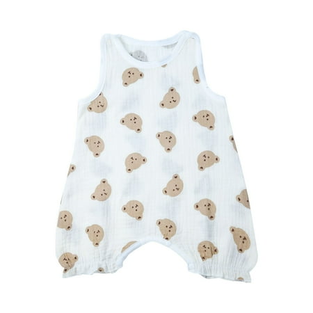 

Baby Boys Cute Animal Print Sleeveless 1 Pieces Thin And Open Romper Pure Organic Cotton 2024 Fashion