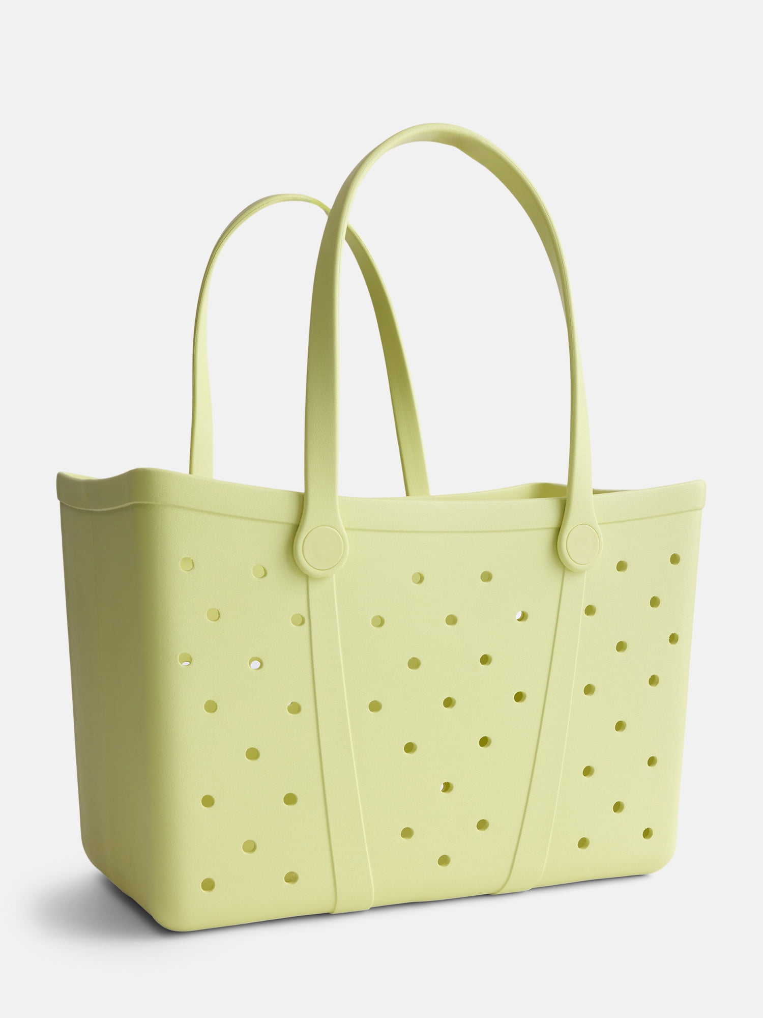 Time and Tru Women's Waterproof EVA Beach Tote Bag, Yellow