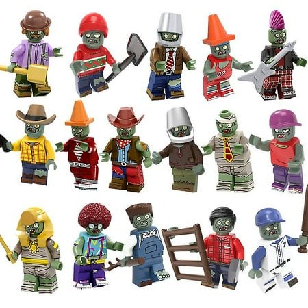 16/8 Plants Vs. Zombies Building Blocks Playset Compatible With Lego Building Toy Bucket Zombie Rock Zombie Minifigures