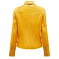 thumbnail image 4 of Leather Jackets for Women Zpanxa Women Faux Leather Moto Biker Short Coat Jacket, Plus Size Short Lightweight Motorcycle Biker Jacket, Fitted Slim Jackets Coat Yellow L, 4 of 4