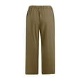 thumbnail image 5 of JIUKE Capri Pants for Women Plus Size Cotton Linen Casual Summer Drawstring High Waisted Solid Lounge 3/4 Pants, 5 of 6