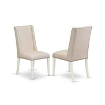 East West Furniture Florence 41" Fabric Dining Chairs in White/Cream (Set of 2)