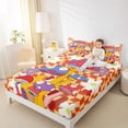 thumbnail image 4 of Homewish Kawaii Rainbow Mushroom Twin Sheet Sets,Cartoon Floral Daisy Twin Fitted Sheet,Orange Plaid Flat Sheet For Girl Teens,Luxury Bedroom Decor,3 Pieces, 4 of 7