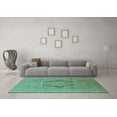 thumbnail image 3 of Ahgly Company Machine Washable Indoor Rectangle Oriental Turquoise Blue Industrial Area Rugs, 7' x 9', 3 of 4