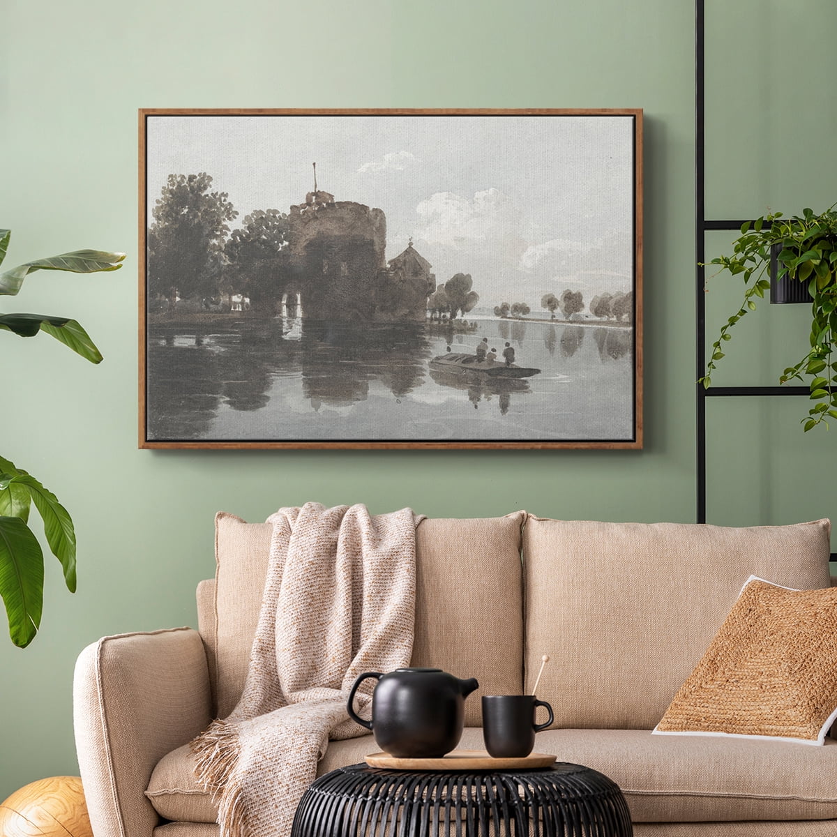Vintage Landscape-CCCXLIV By Wexford Home Framed in Walnut Wood Gallery Wrapped Canvas 27 in. x 41 in.