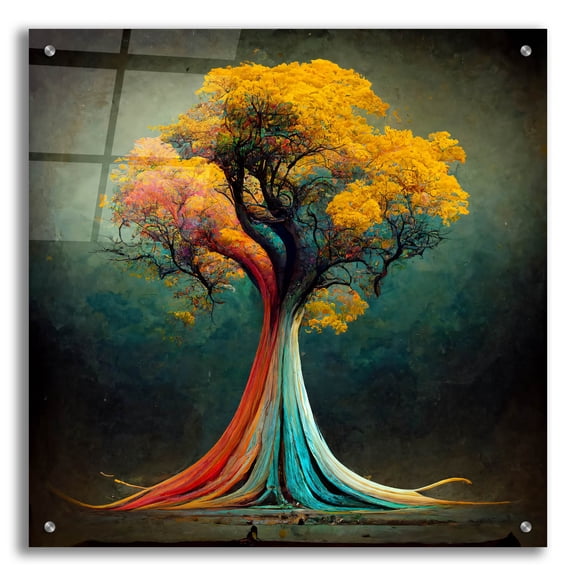 Epic Art 'Tree Of Life 13' by Ray Heere, Acrylic Glass Wall Art, 24"x24"