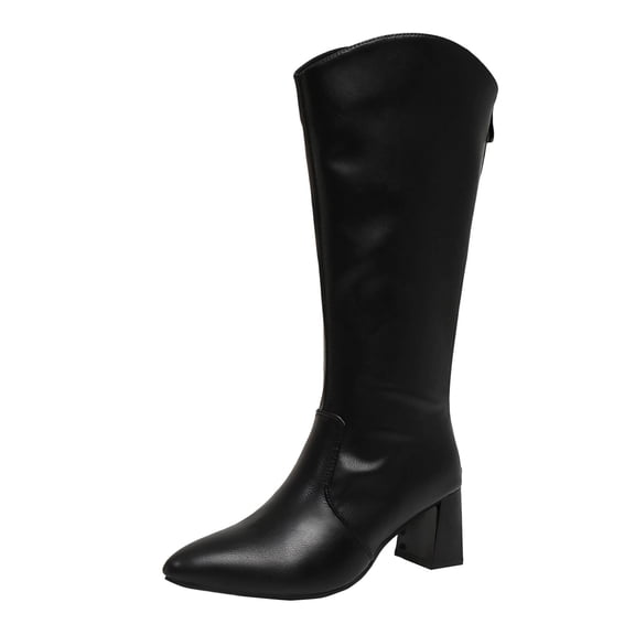 hzomhy Womens Mid Calf Boots Pointed Toe Rear Zipper for Casual Daily Shopping and Fall Winter Wear