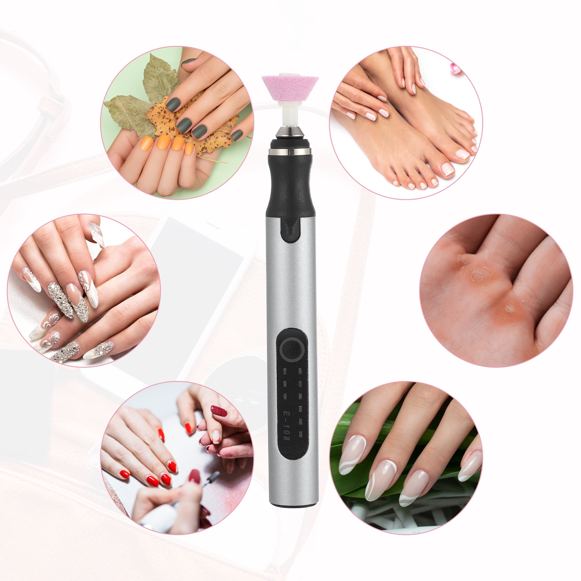 Unique Bargains Electric Cordless Nail Drill Kit 18000RPM Nail Drill Machine for Home Manicure Rechargeable Gray