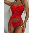thumbnail image 2 of DYMADE Woman's 2 pcs Eyelash Lace Erotic Suit Lingerie Set, 2 of 3