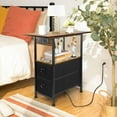 thumbnail image 7 of Nightstand with Charging Station, Narrow Side Table with USB & Type-C Ports, End Table with 2 Drawers and Shelves, Wood Bedside Table for Living Room, Bedroom, Office, Small Spaces, 7 of 7