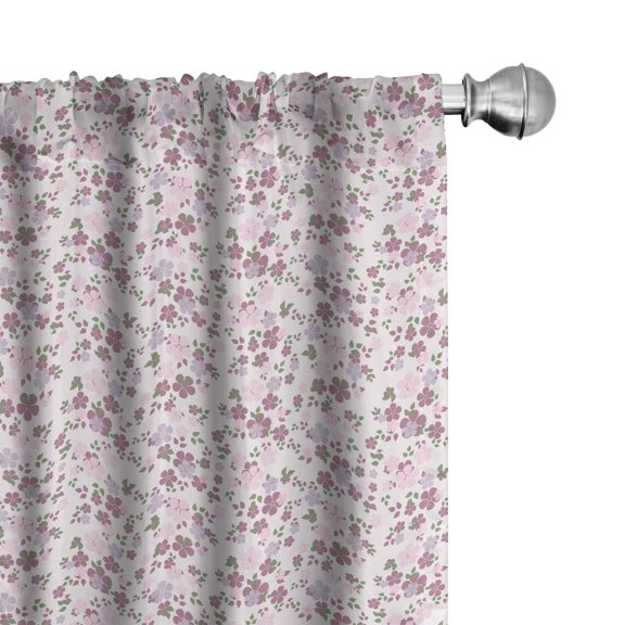 Ambesonne Purple Green Curtains, Petal of Spring Season, Pair of 28"x63", Pale Rose Dried Rose