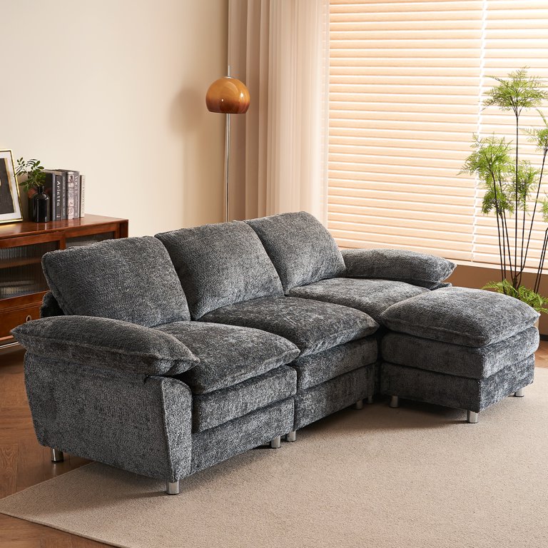 umi♡　0819 L-Shaped Convertible Modular Sectional Sofa, Modern Deep