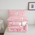 thumbnail image 5 of Manfei Dreamy Princess Bow Full Size Comforter Sets,Baseball Ball Games Bedding Comforter Set,Pink Reversible,3-Piece,1 Comforter and 2 Pillowcases, 5 of 7